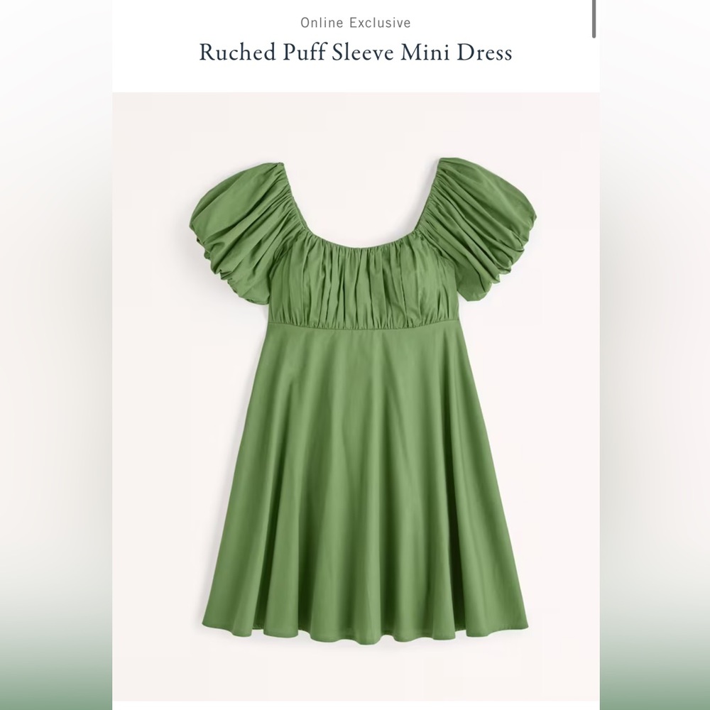 NWT Abercrombie Ruched Puff Sleeve Mini Dress